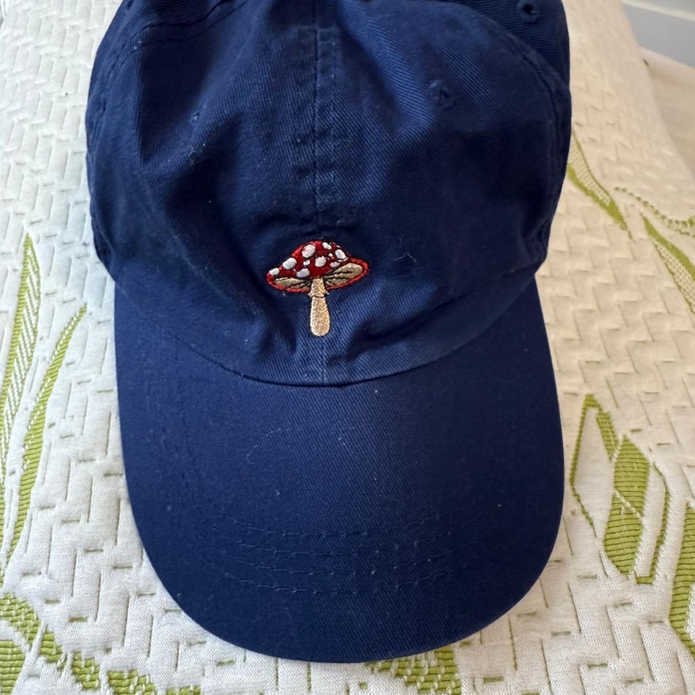 Navy Blue Cap with Mushroom Embroidery